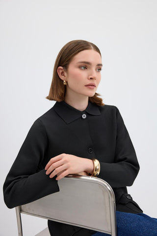 Solid Color Knit Cardigan with Pockets Black