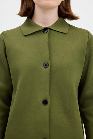 Solid Color Knit Cardigan with Pockets Olive Green