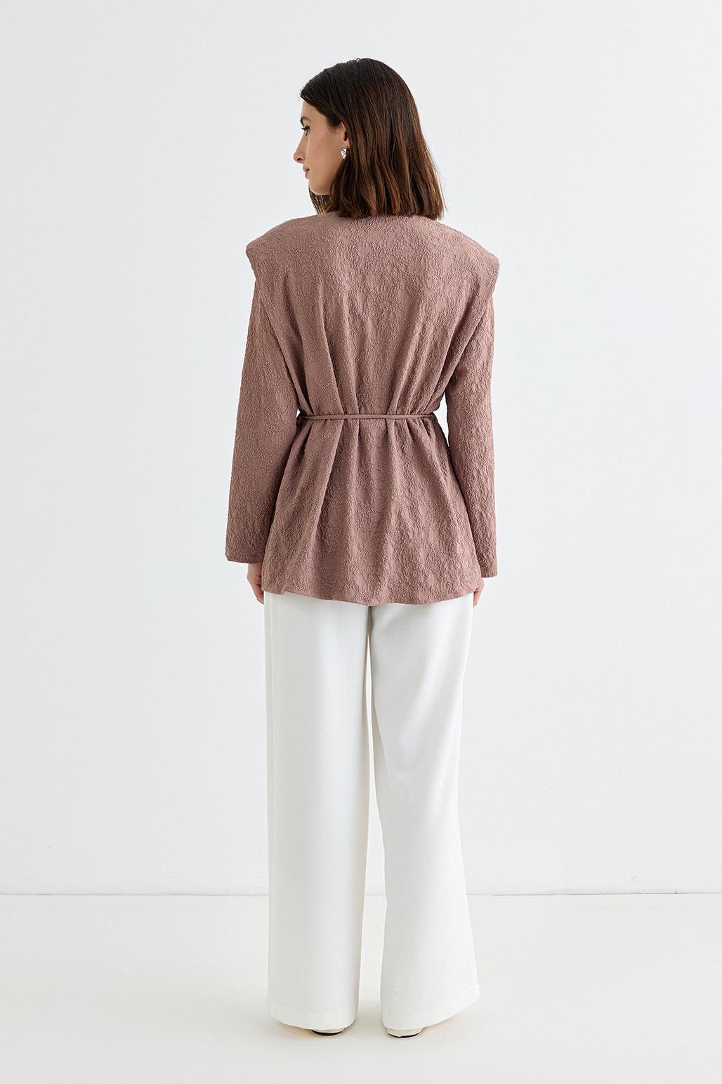 Edna Shoulder-Padded Shirt Marsala