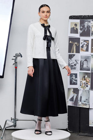 Elegance Sequin Bow Detailed Jacket Ecru