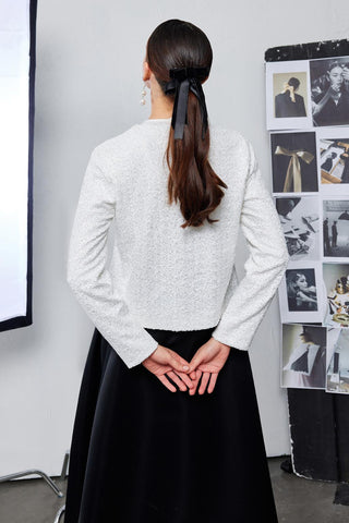 Elegance Sequin Bow Detailed Jacket Ecru