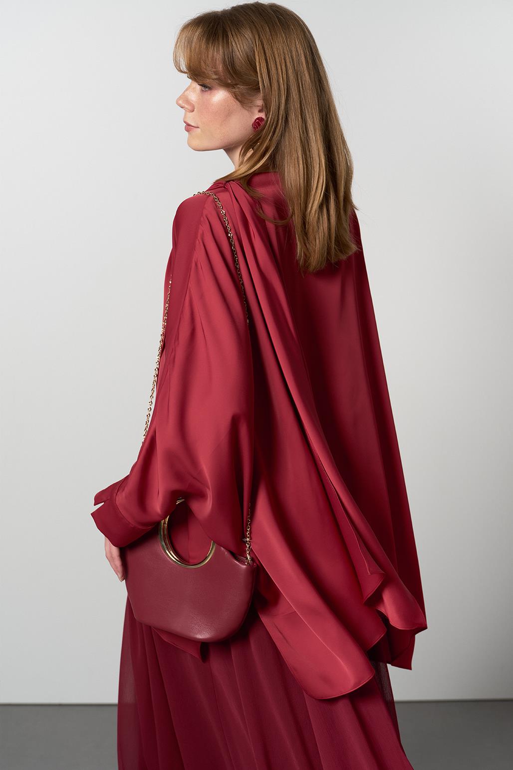 Elina Silk Asymmetric Shirt Burgundy