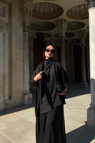 Elina Silk Asymmetric Shirt Black