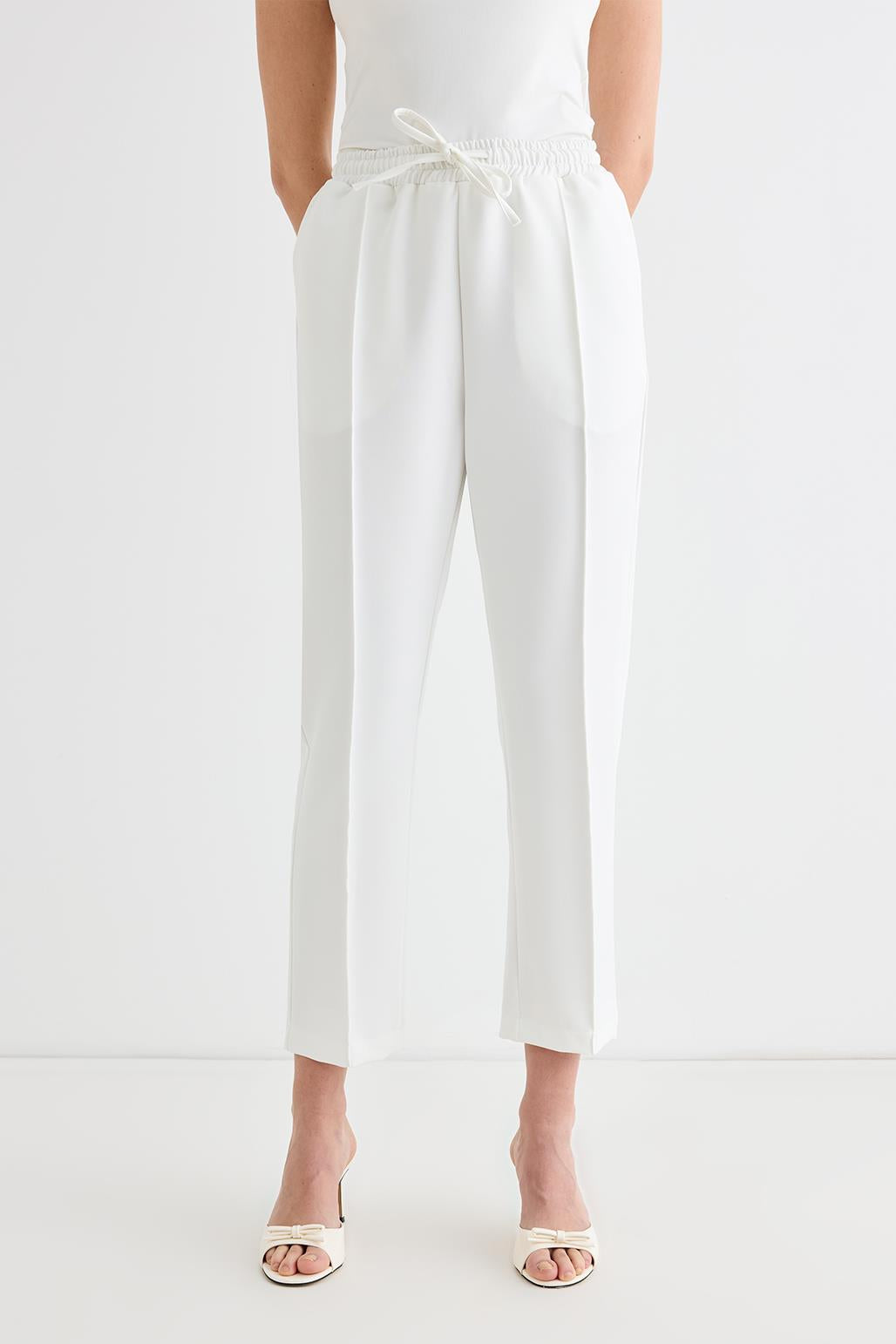 Ella Lycra Pipe Trousers Ecru