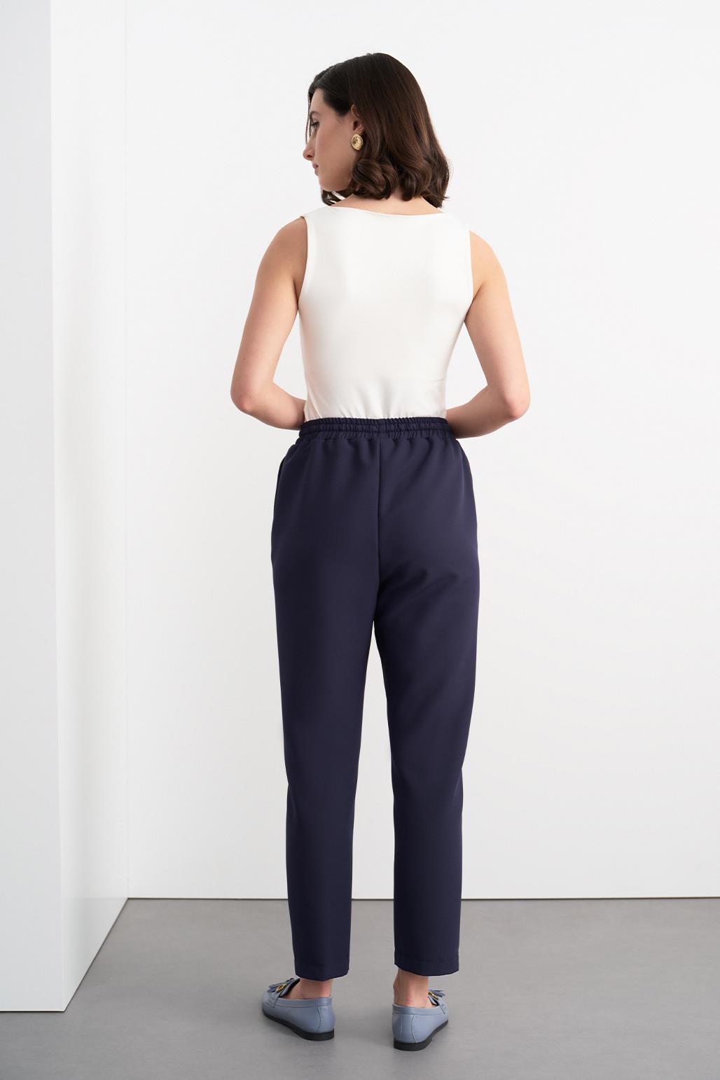 Ella Lycra Pipe Trousers Navy Blue