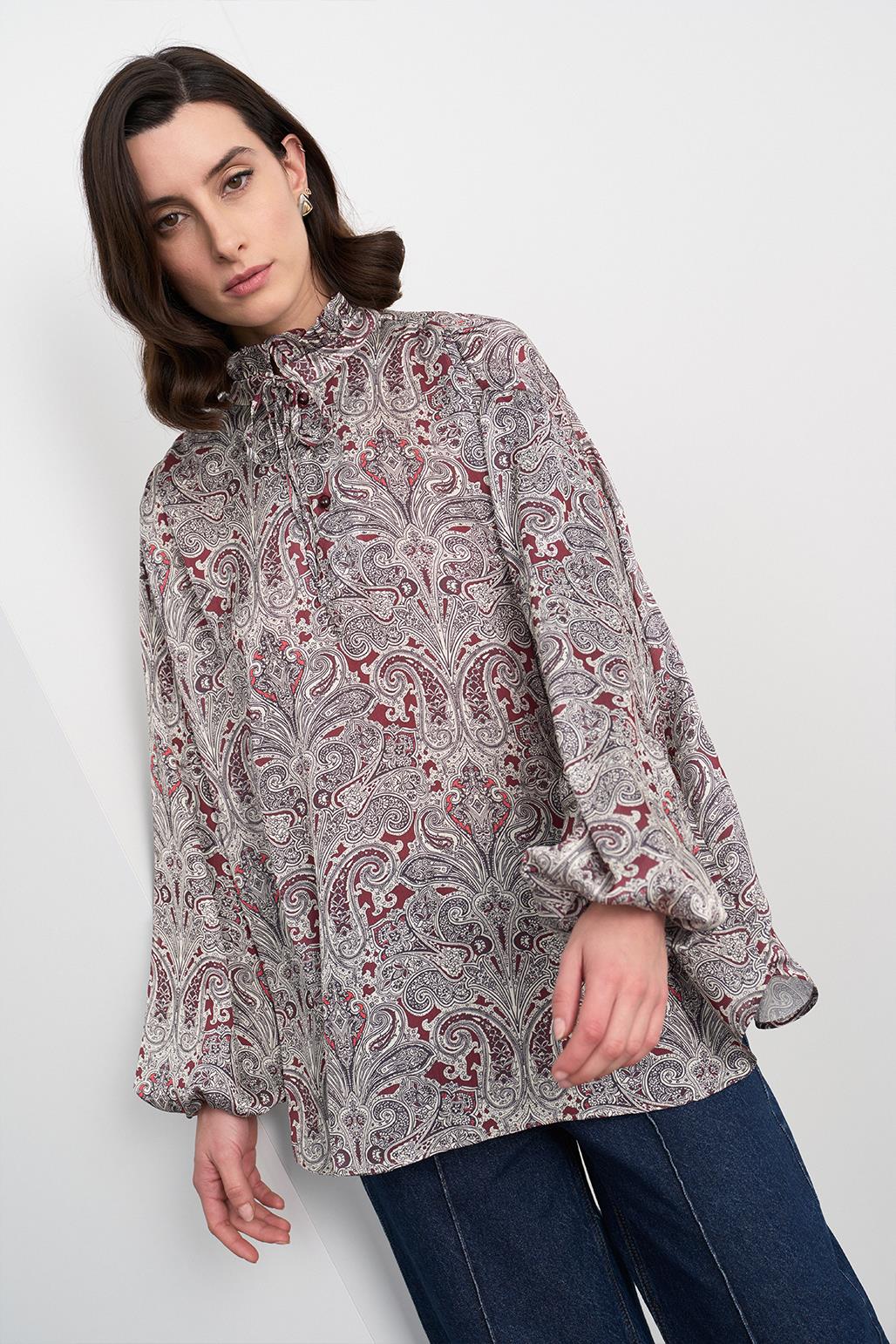 Emma Patterned Tunic Burgundy