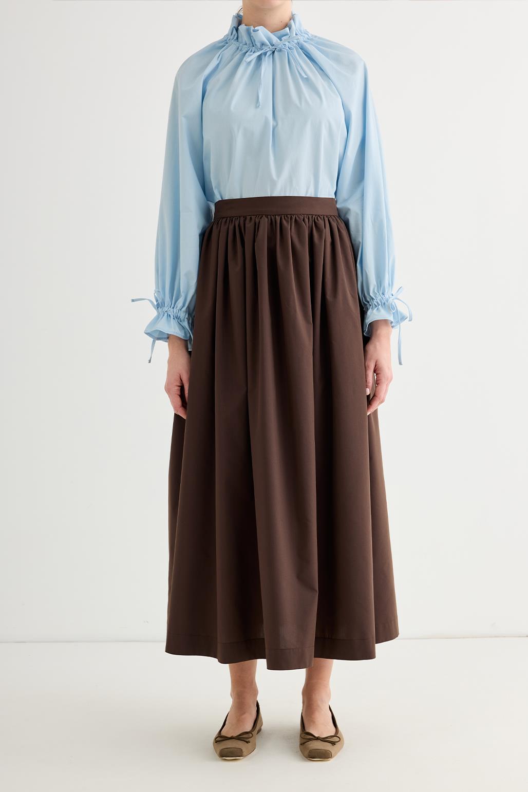 Erla Gathered Waist Skirt Brown