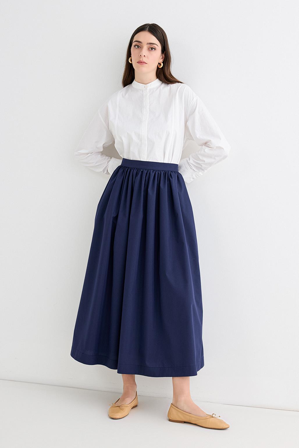 Erla Belt Drawstring Skirt Navy