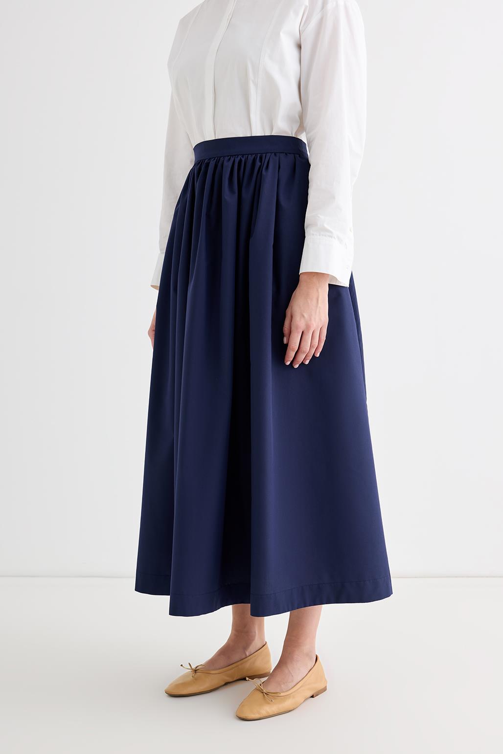 Erla Belt Drawstring Skirt Navy