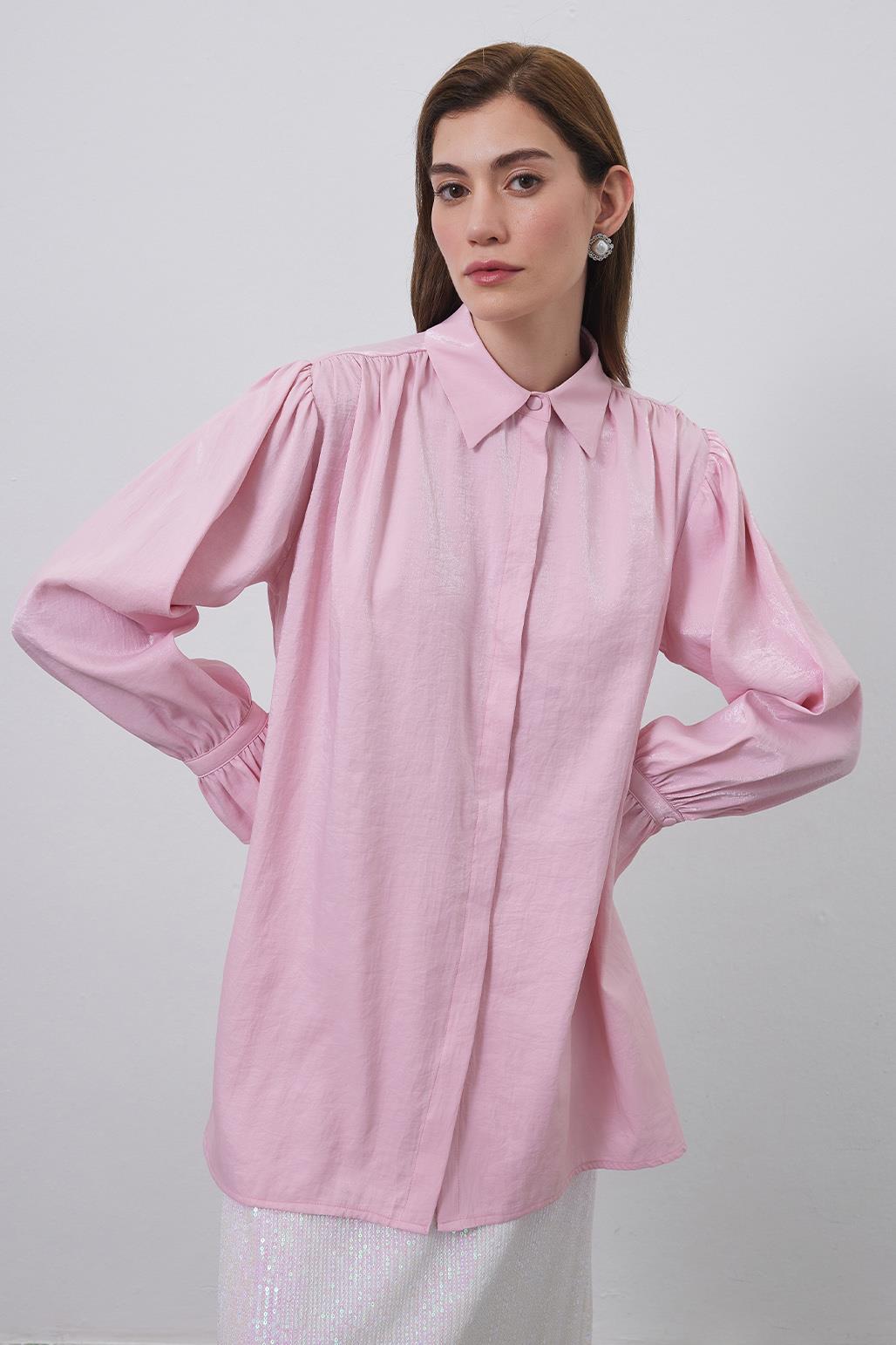Eva Sleeve Detailed Shirt Pink