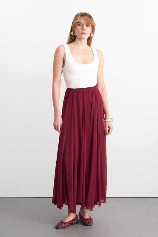 Eva Long Skirt Burgundy