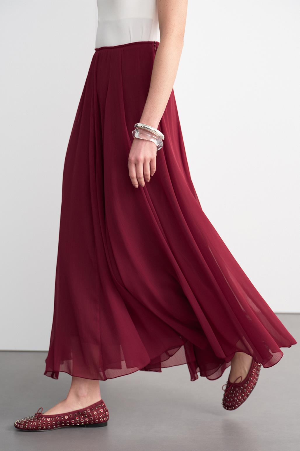 Eva Long Skirt Burgundy