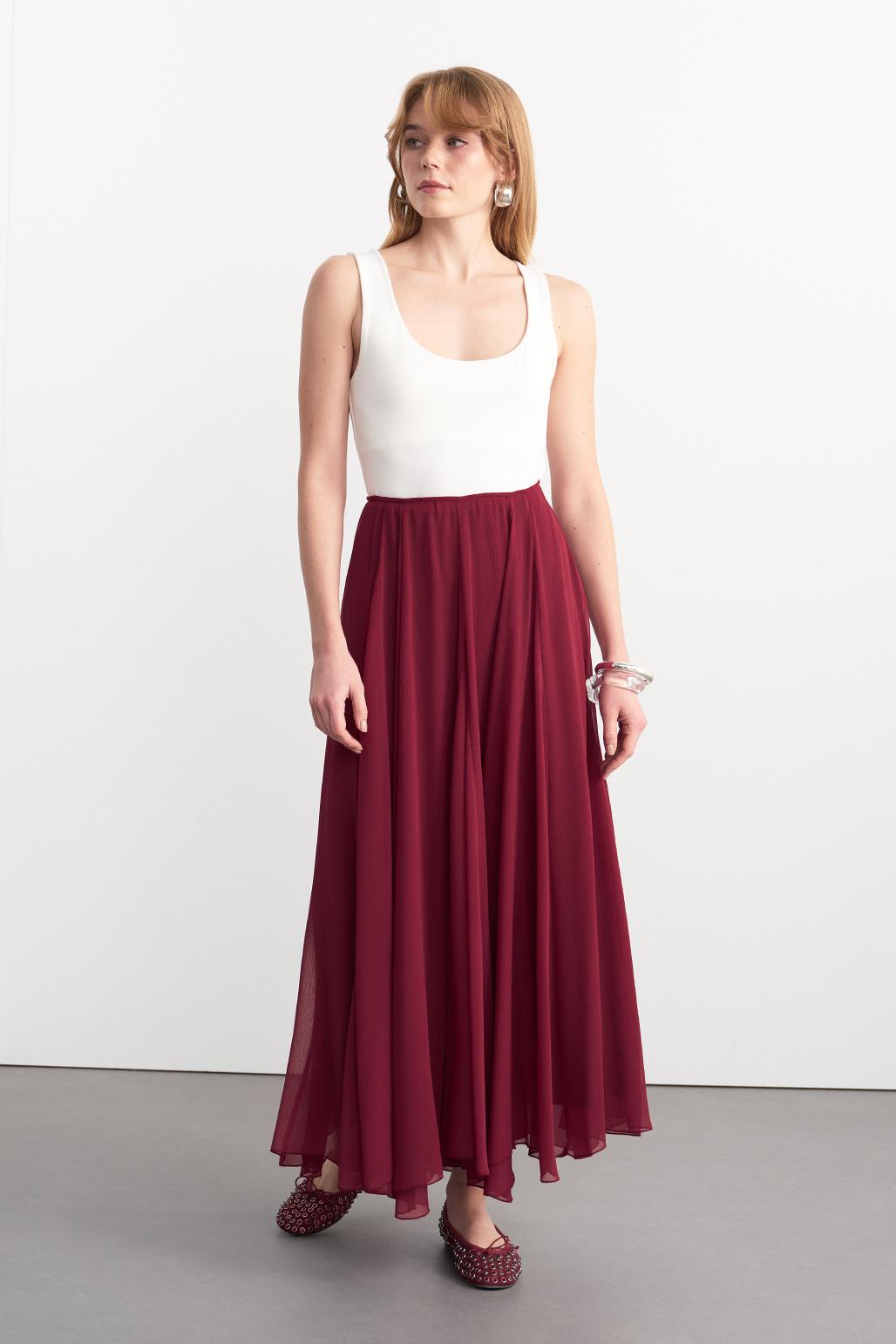 Eva Long Skirt Burgundy