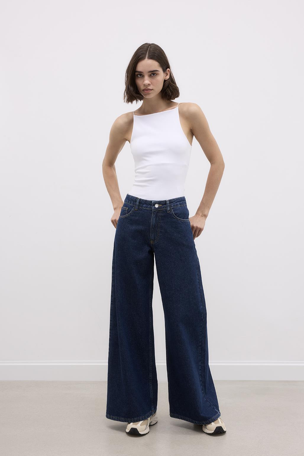 Extra Loose Denim Trousers Dark Blue