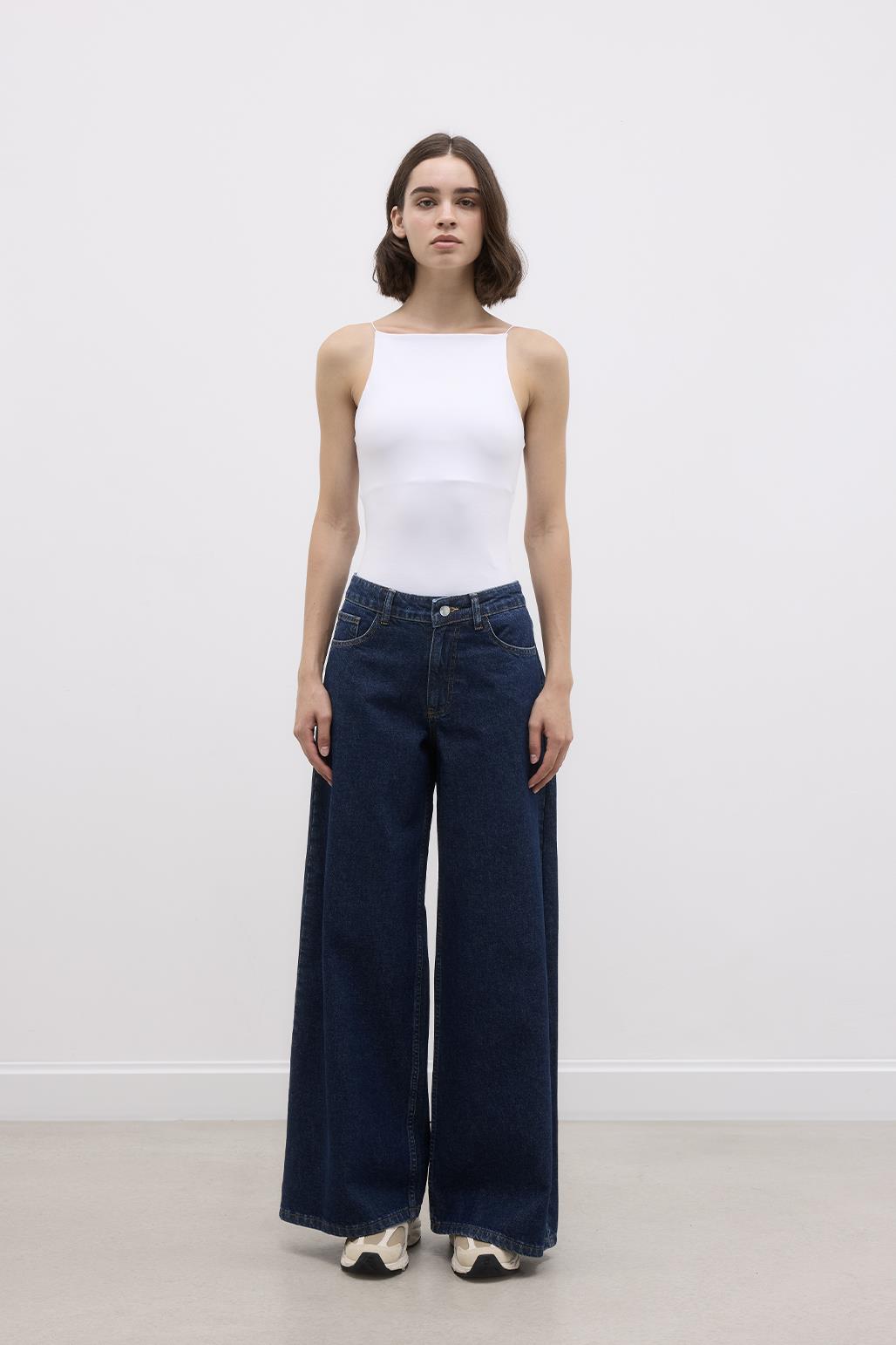 Extra Loose Denim Trousers Dark Blue