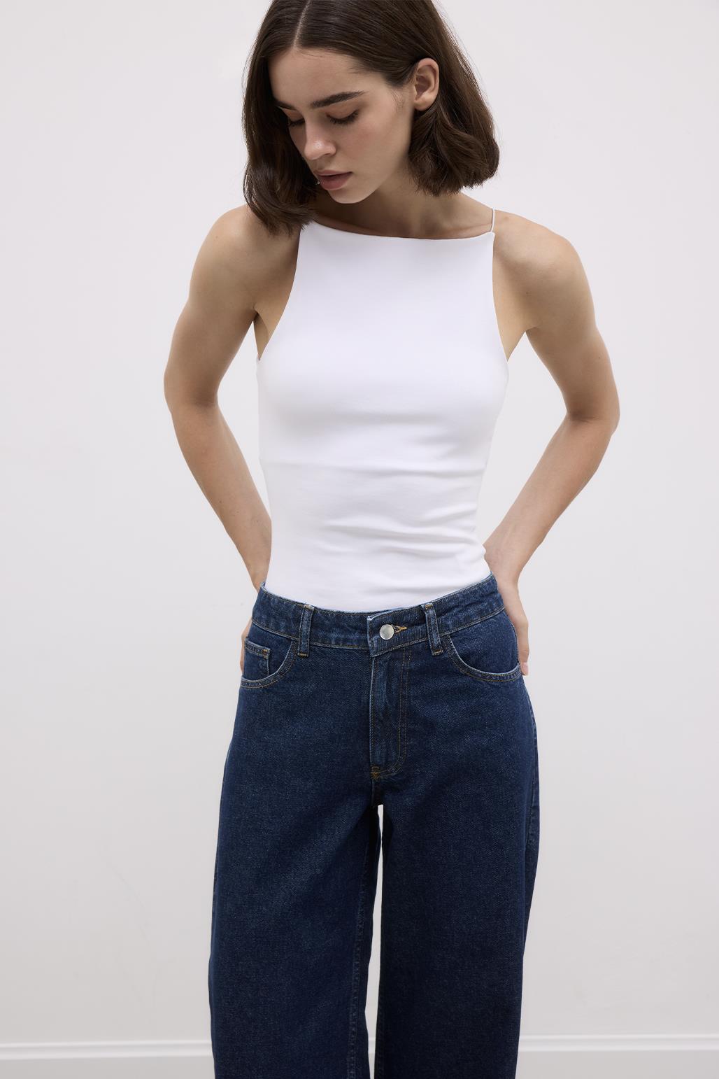 Extra Loose Denim Trousers Dark Blue