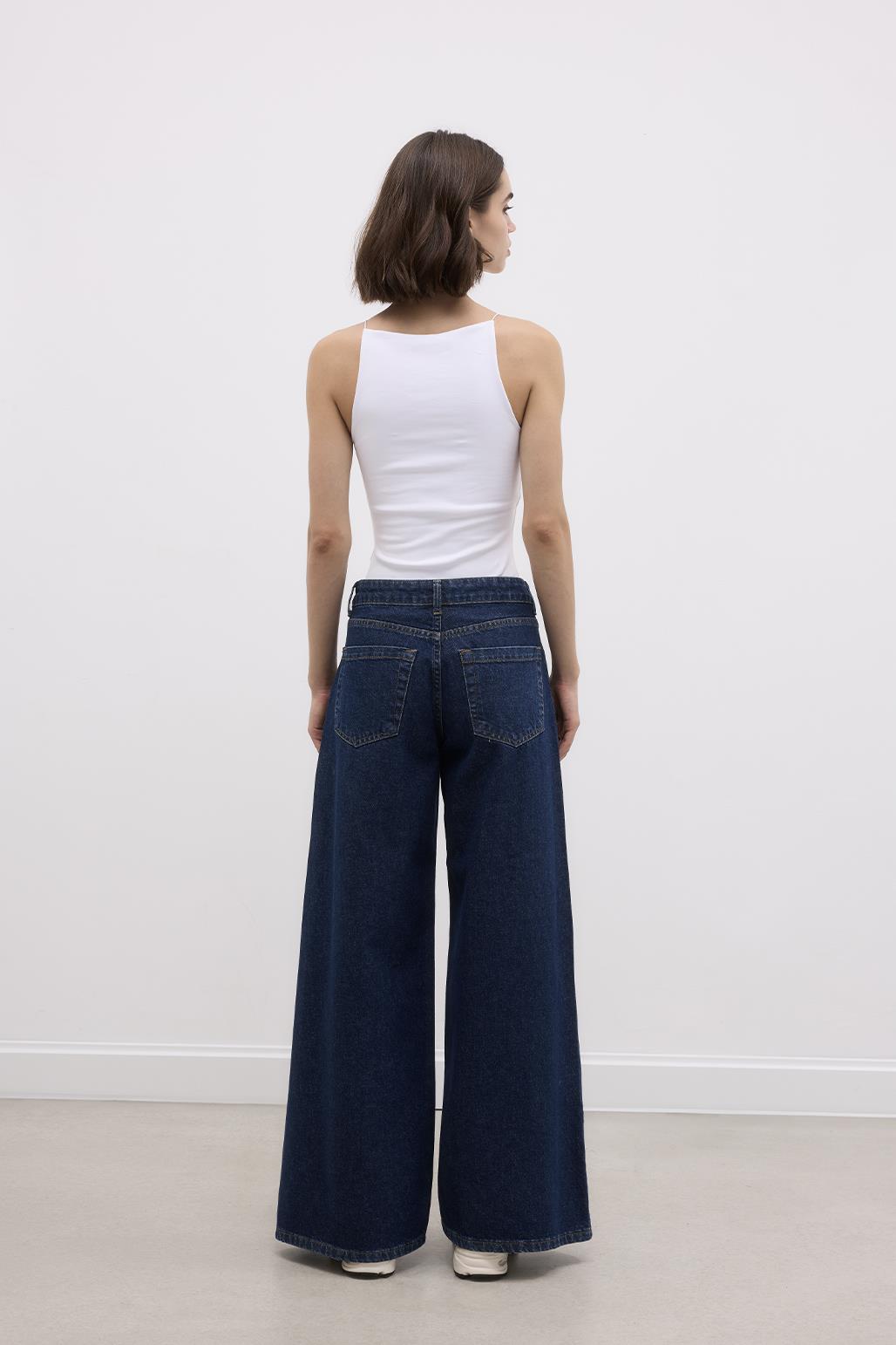 Extra Loose Denim Trousers Dark Blue