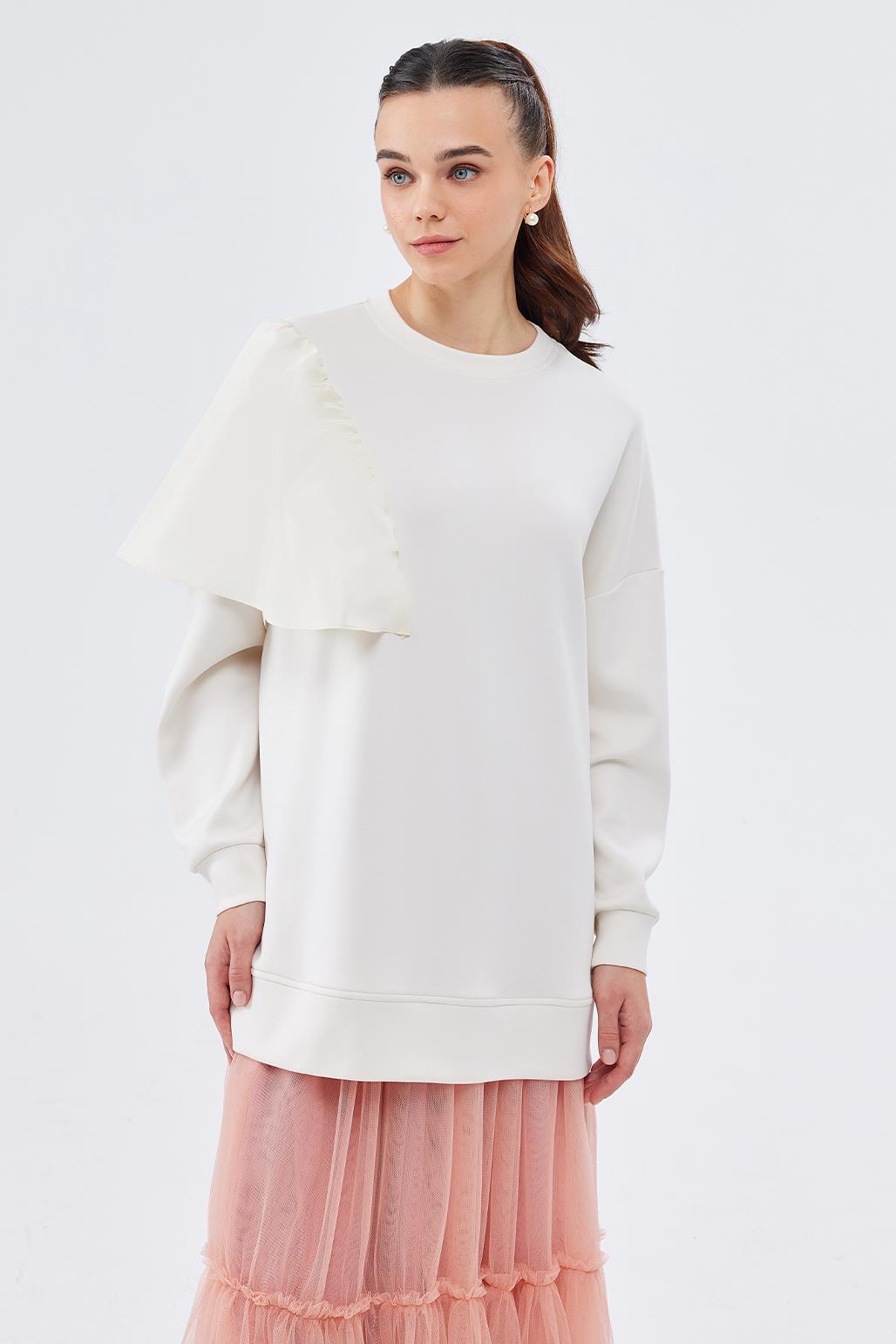 Felad Garni Sweatshirt Ecru