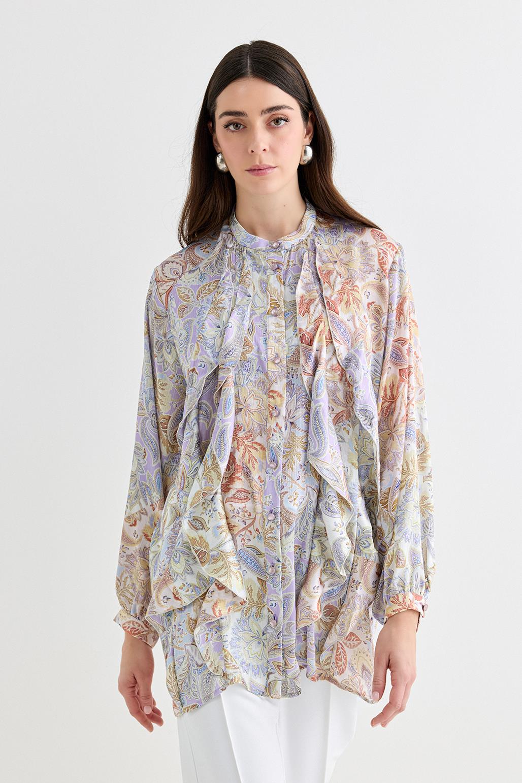 Ferla Ruffled Shirt Patterned