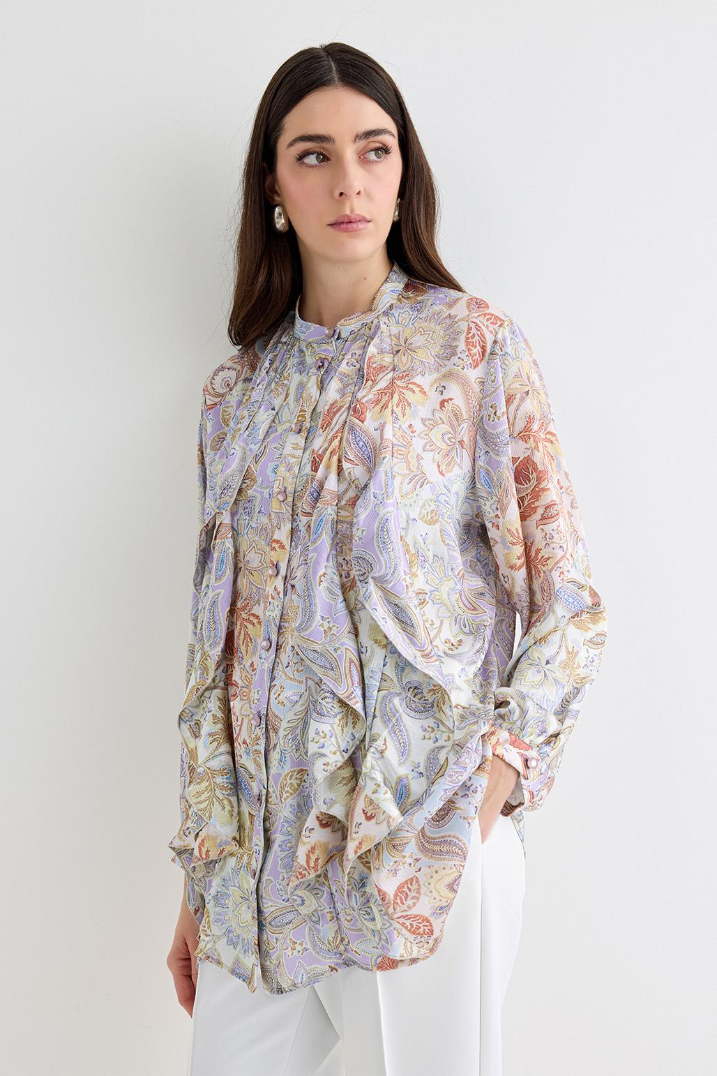 Ferla Ruffled Shirt Patterned