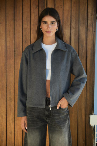 Zippered Short Jacket Gray