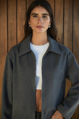 Zippered Short Jacket Gray