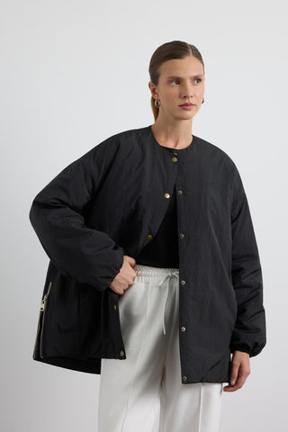 Puffer Jacket with Zipper Black