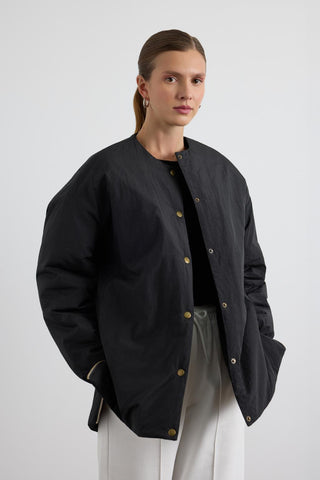 Puffer Jacket with Zipper Black