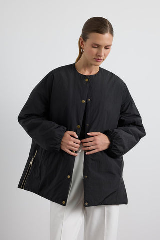 Puffer Jacket with Zipper Black