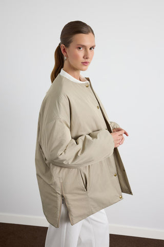 Puffer Jacket with Zipper Stone