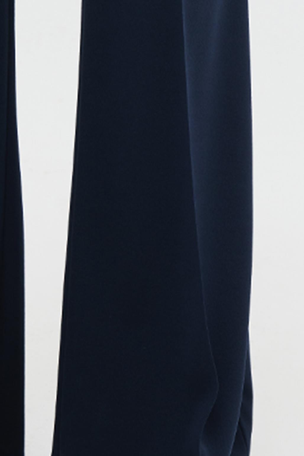 Fit Cut Knitted Palazzo Trousers Navy Blue