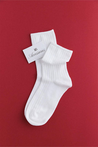 Ribbed Crew Socks Ecru