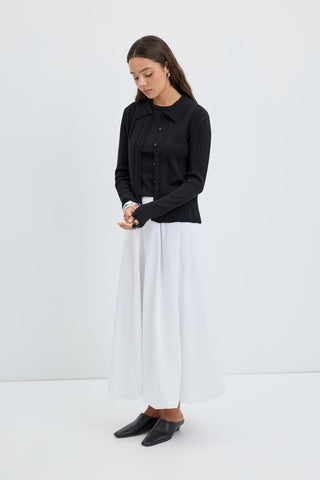 Ribbed Knit Cardigan Black