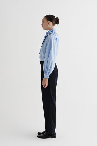 Fitted Palazzo Trousers Navy Blue