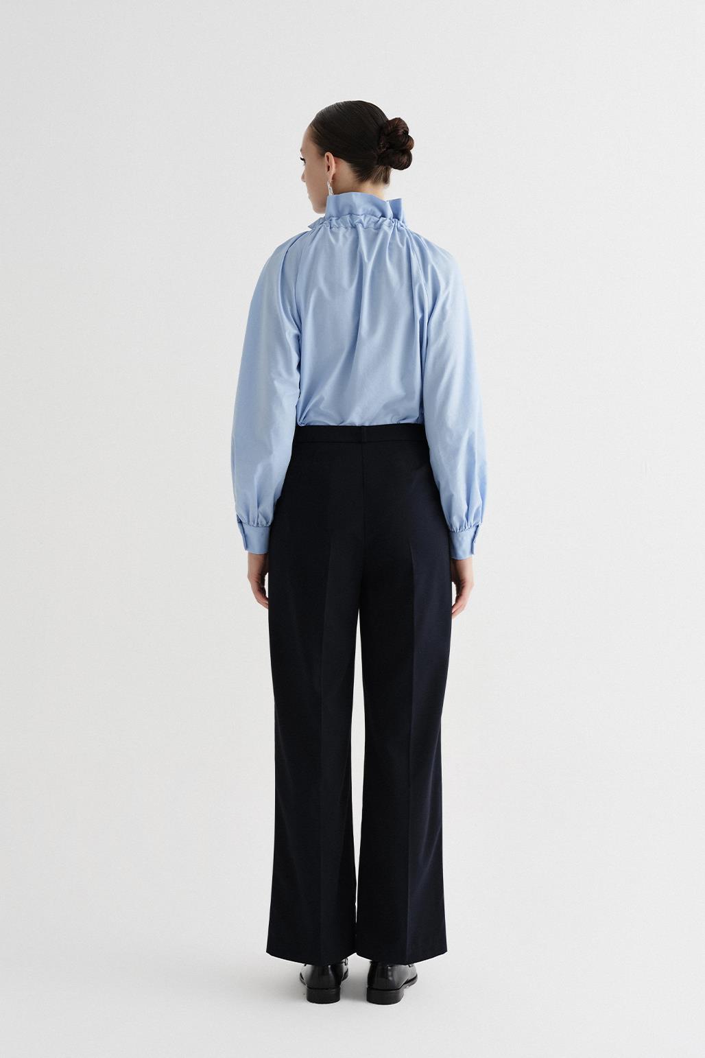 Fitted Palazzo Trousers Navy Blue