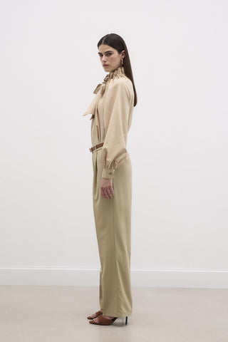Fitted Palazzo Trousers Sand