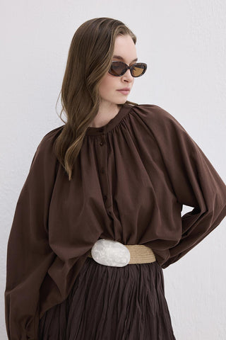 Flam Linen Shirt Brown