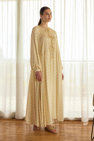 Fleur Tie-Front Viscose Maxi Dress Yellow