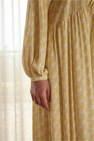 Fleur Tie-Front Viscose Maxi Dress Yellow