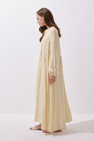 Fleur Tie-Front Viscose Maxi Dress Yellow