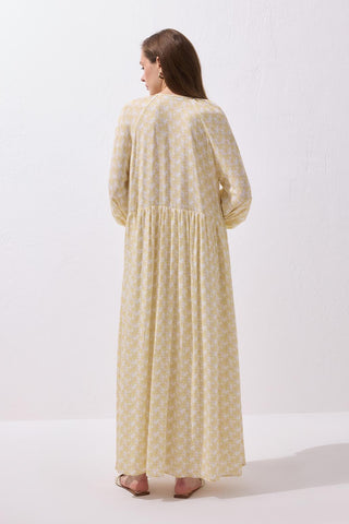 Fleur Tie-Front Viscose Maxi Dress Yellow