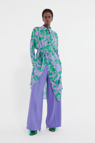 Floral Patterned Shirt Dress Lilac