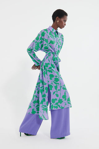 Floral Patterned Shirt Dress Lilac