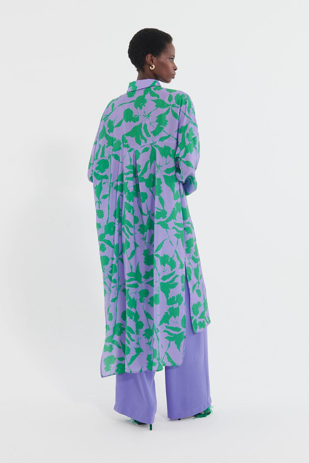 Floral Patterned Shirt Dress Lilac