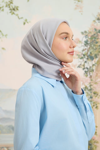 Floss Viscose Plain Square Scarf Light Grey