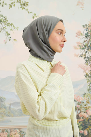 Floss Viscose Plain Square Scarf Charcoal