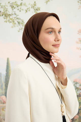 Floss Viscose Plain Square Scarf Brown
