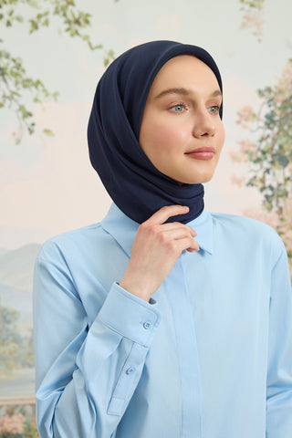 Floss Viscose Plain Square Scarf Navy Blue
