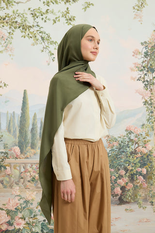 Floss Viscose Plain Scarf Khaki Green