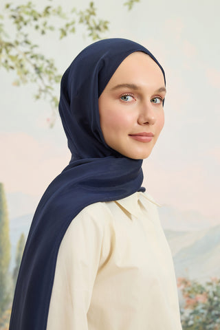 Floss Viscose Plain Scarf Navy Blue